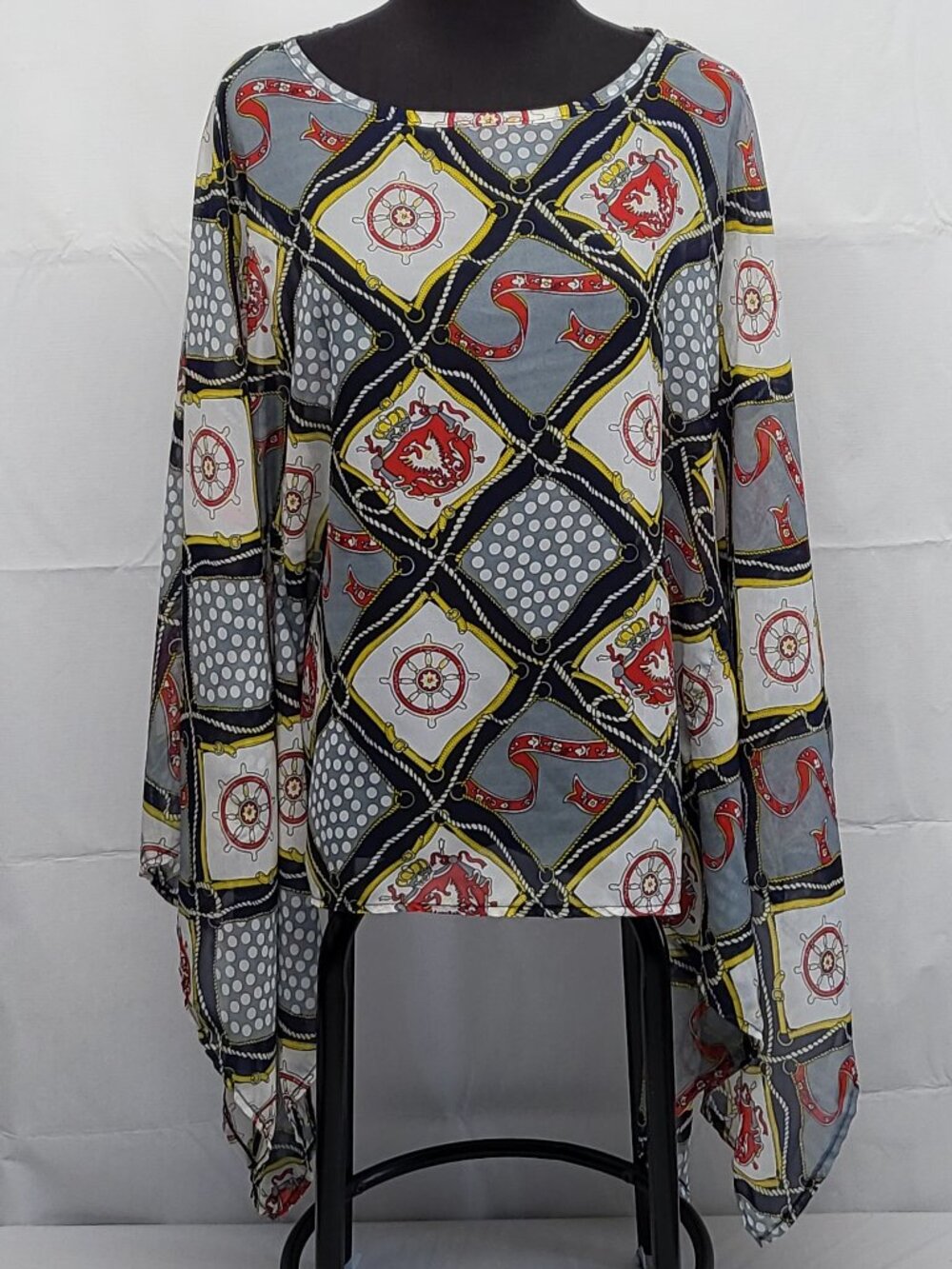 Fashion Blvd Womens Kimono Sheer Top Silk Blend Sze Large Oversized Cruise Beach